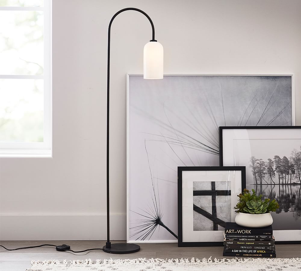 Claremont Milk Glass Cylinder Floor Lamp | Pottery Barn