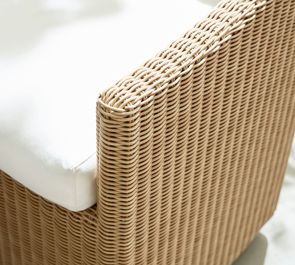 Hampton AllWeather Wicker Swivel Dining Chair Pottery Barn