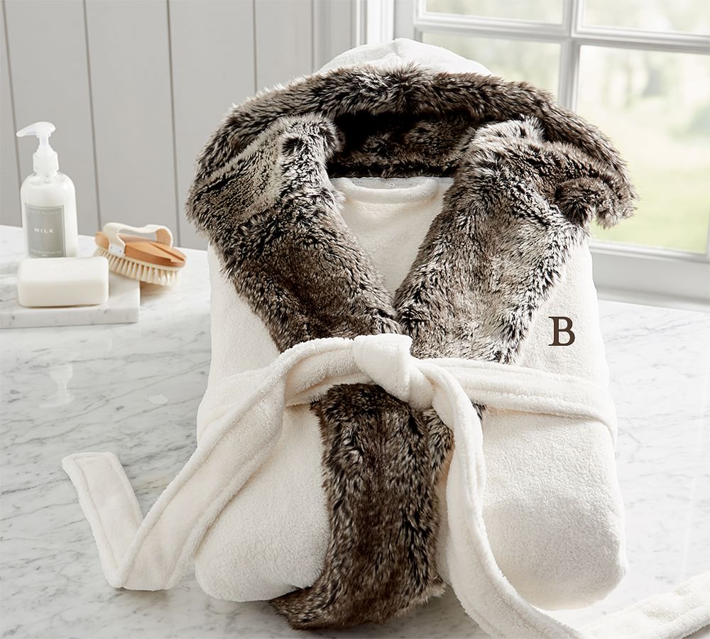 Gray Ombre Faux Fur Bathrobe Pottery Barn