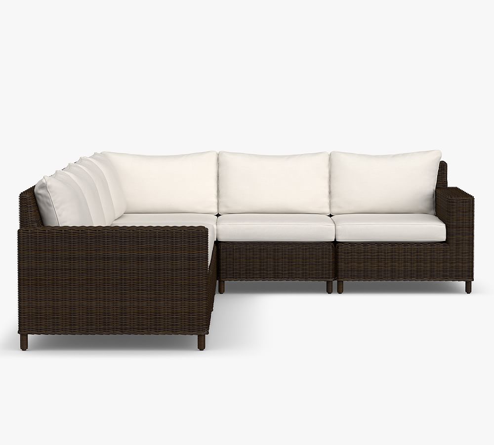 Torrey AllWeather Wicker Square Arm Outdoor Sectional Set, Espresso