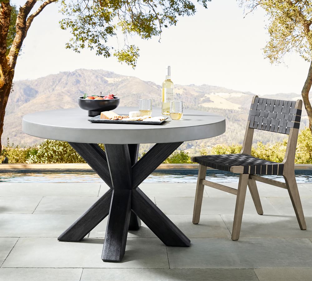 Abbott Indoor/Outdoor 48" Concrete & FSC® Acacia Round Dining Table