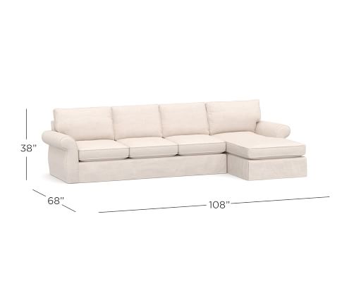 Pearce Roll Arm Slipcovered Sofa Chaise Sectional | Pottery Barn