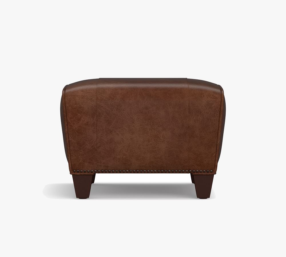 Manhattan Leather Ottoman with Nailheads | Pottery Barn