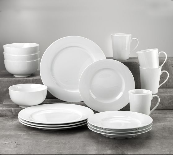 Everyday Classic Rim Porcelain 16Piece Dinnerware Set Pottery Barn