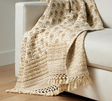 Jacquard Cotton Throw Blanket | Pottery Barn