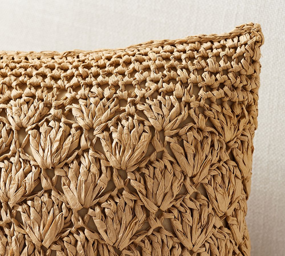 Handwoven Faux Natural Fiber Crochet Lumbar Pillow Cover Pottery Barn