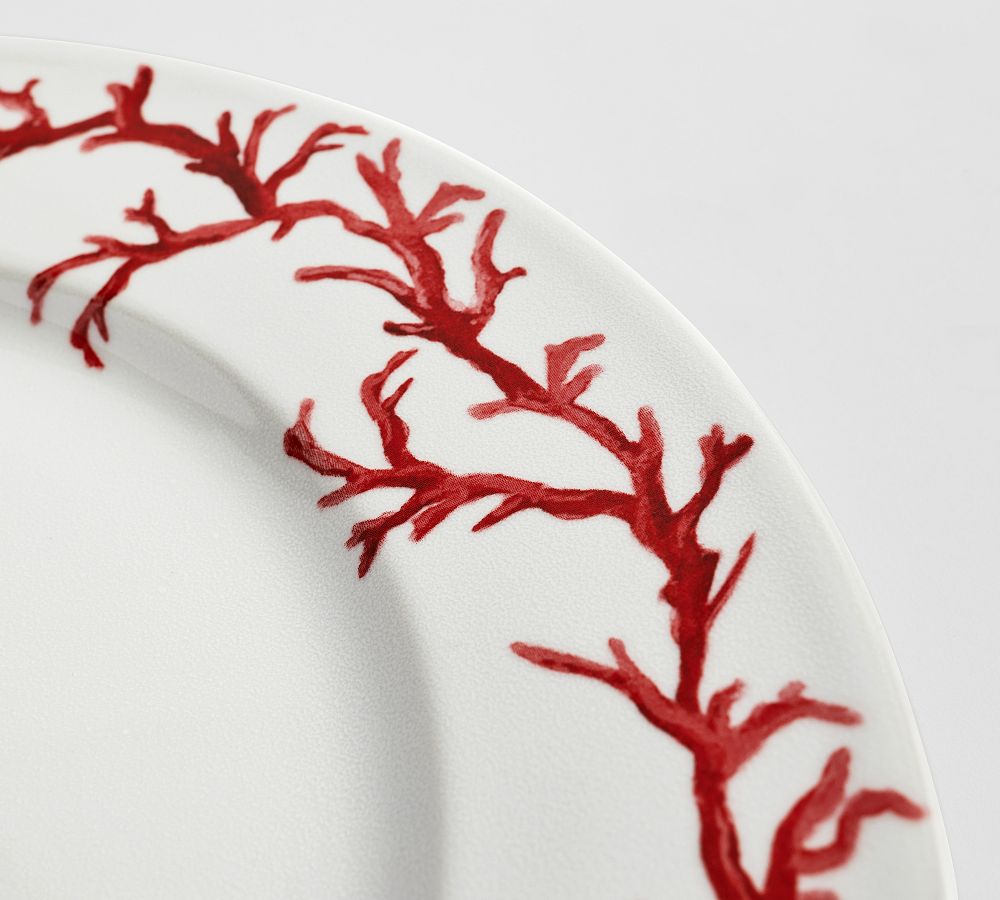 Coral Rim Stoneware Dinner Plates Set of 4 Pottery Barn
