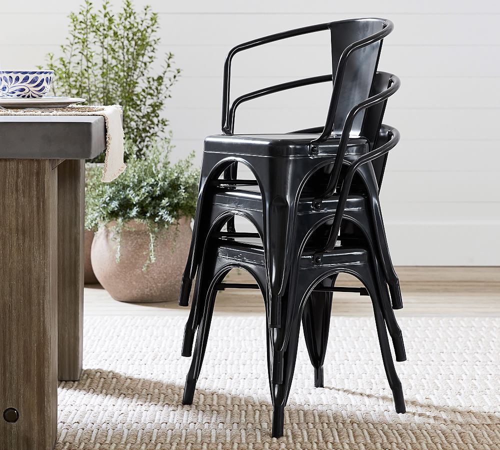 Tavern Stackable Patio Bistro Chair, Black Pottery Barn