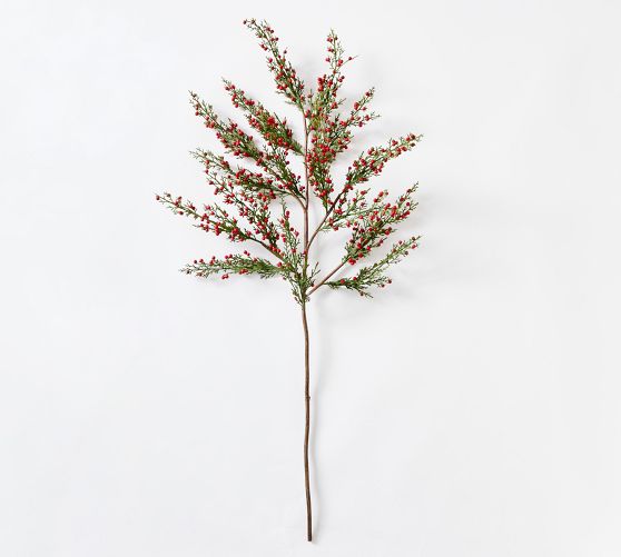 Faux Red Berries Cedar Pine Spray 35" Pottery Barn
