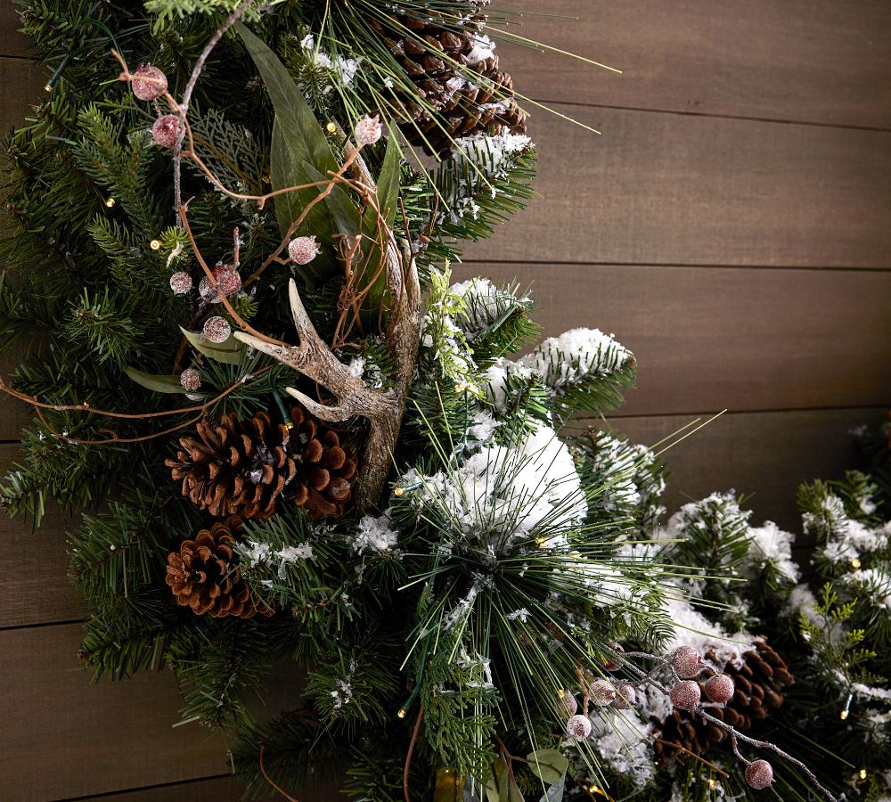 PreLit Faux Tahoe Pine Wreath & Garland Pottery Barn