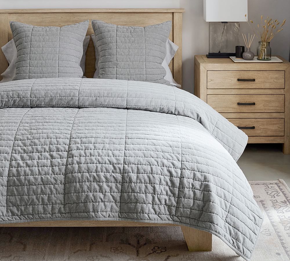 Hudson Handcrafted Heathered Velvet Quilted Sham | Pottery Barn