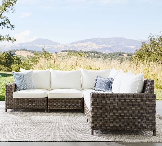 Torrey All-Weather Wicker Square Arm Outdoor Sectional Set, Espresso ...