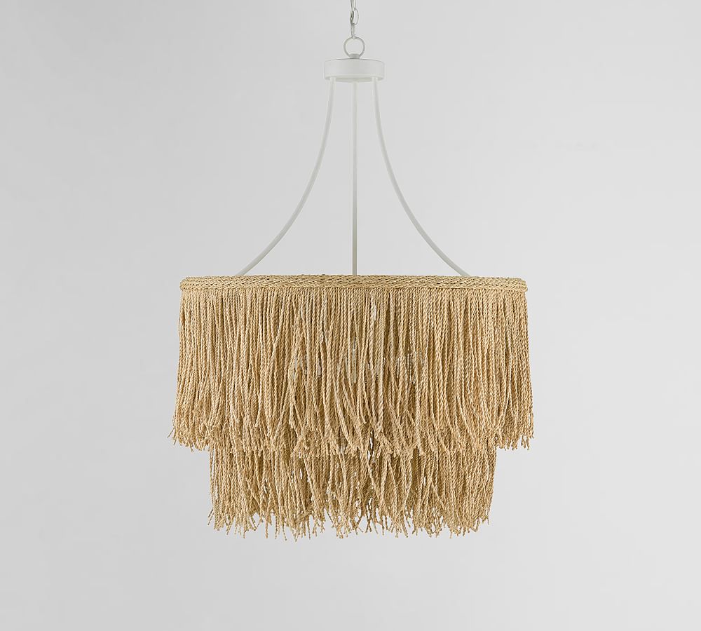 Jolene Tiered Natural Abaca Rope Chandelier | Pottery Barn