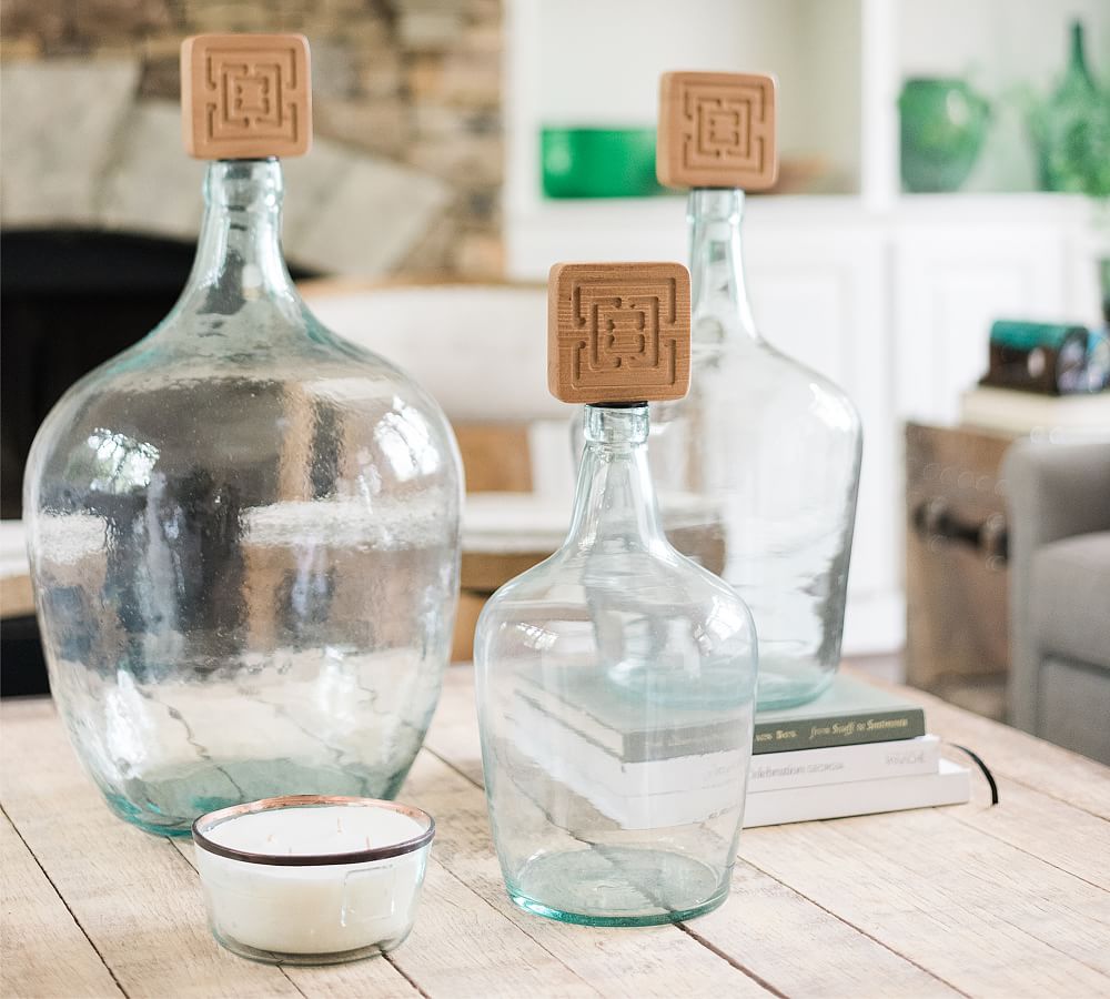 COCOCOZY x etúHOME Handcrafted Recycled Glass Demijohn Vase with Wood