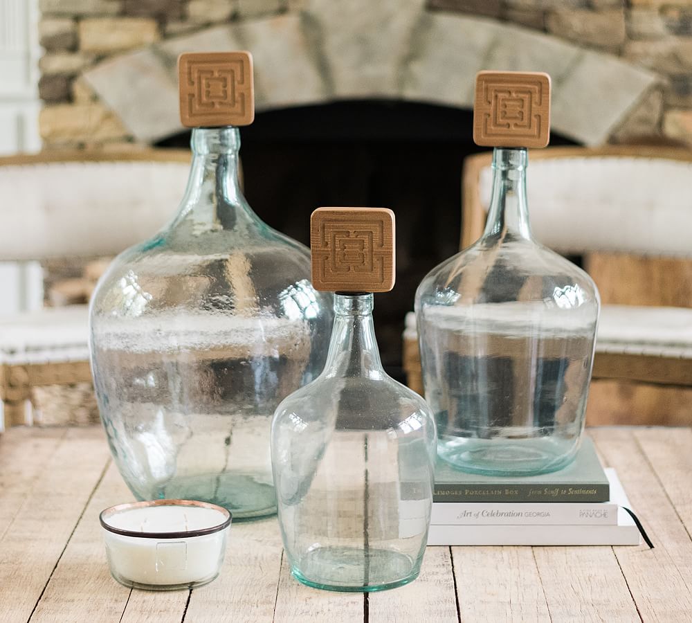 COCOCOZY x etúHOME Handcrafted Recycled Glass Demijohn Vase with Wood