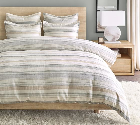 Clayton Striped Cotton Duvet Cover | Pottery Barn