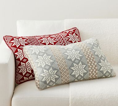 Fair Isle Snowflake Lumbar Throw Pillow Cover | Pottery