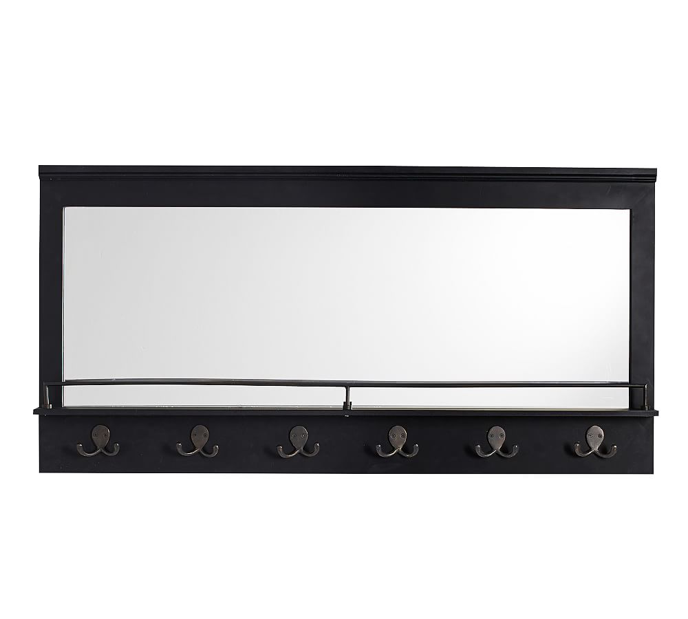 Aubrey Entryway Mirror with Hooks Black Pottery Barn