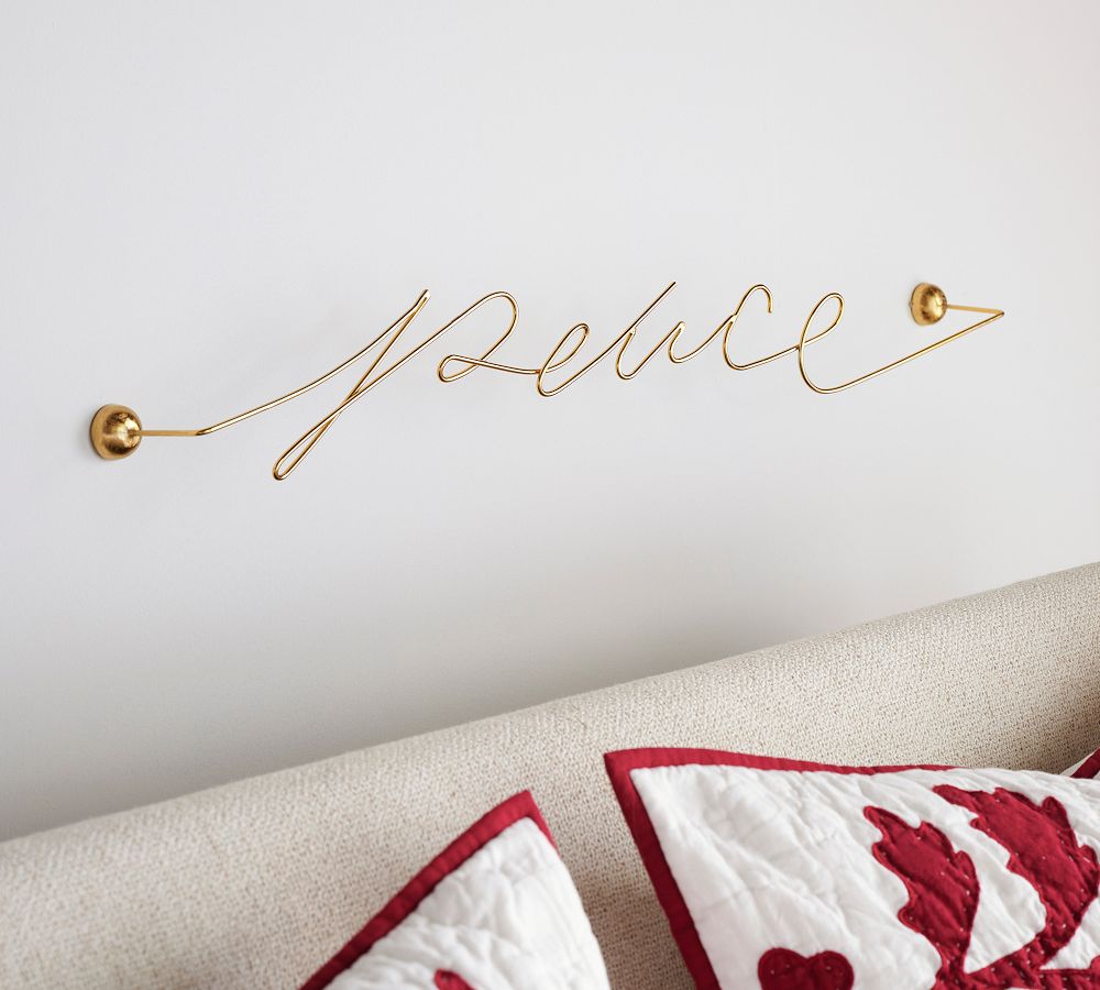 Brass Script Wall Art Peace Pottery Barn