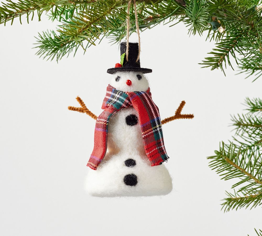 Felt Snowman With Scarf Ornament | Pottery Barn