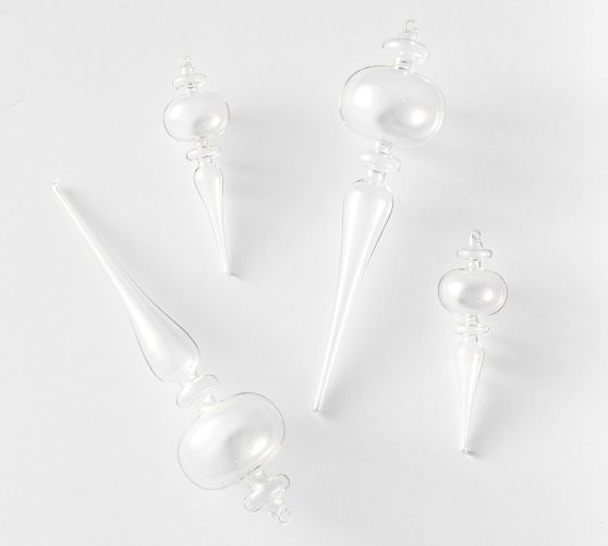 Clear Glass Finial Ornaments Set of 4 Pottery Barn