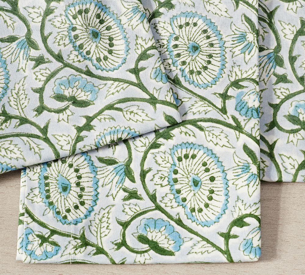 Finley Paisley Block Print Cotton Napkins Set of 4 Pottery Barn