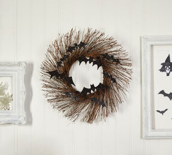 Halloween Twig Wreath With Bats Pottery Barn