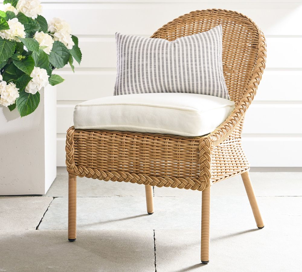 Westport AllWeather Wicker Dining Side Chair Pottery Barn