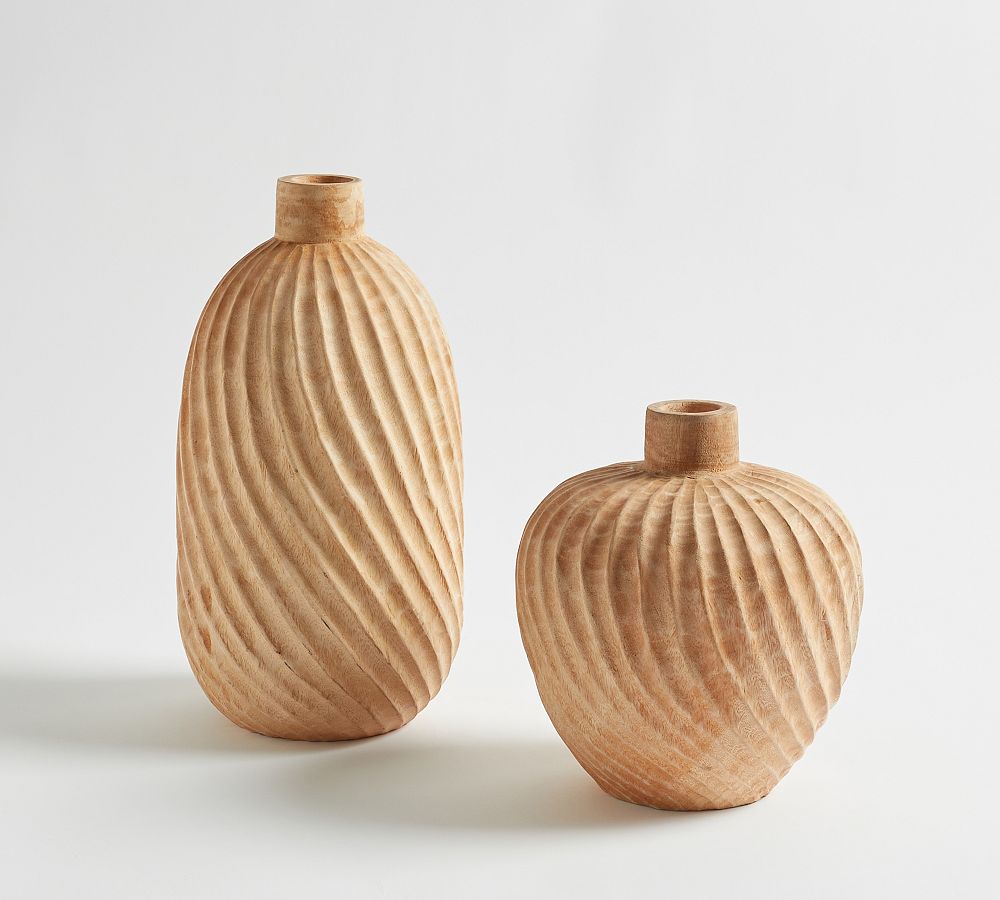 Hand-Carved Twisted Wood Vases | Pottery Barn