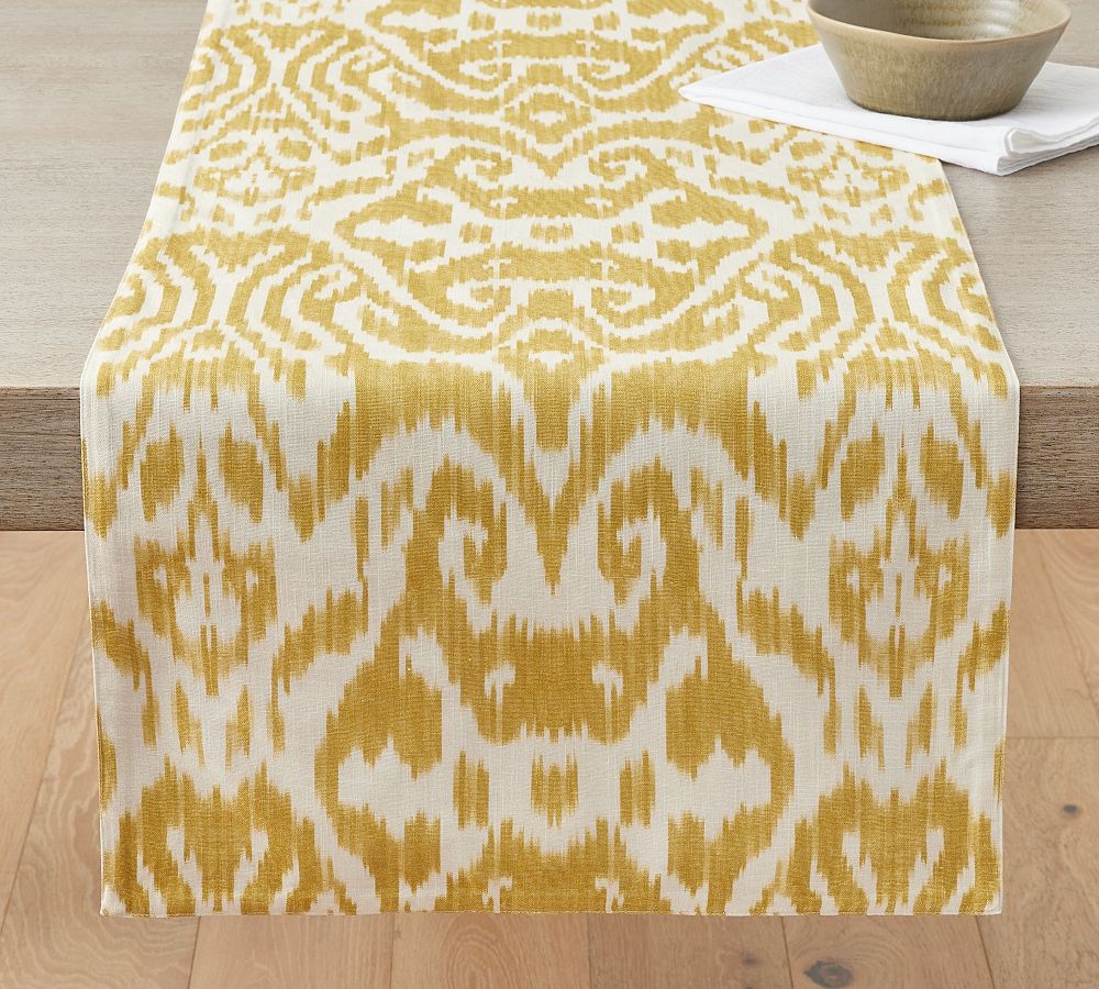 Ava Ikat Organic Cotton Table Runner Pottery Barn