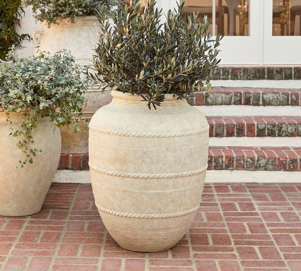 Sienna Fiber Stone Outdoor Planters | Pottery Barn