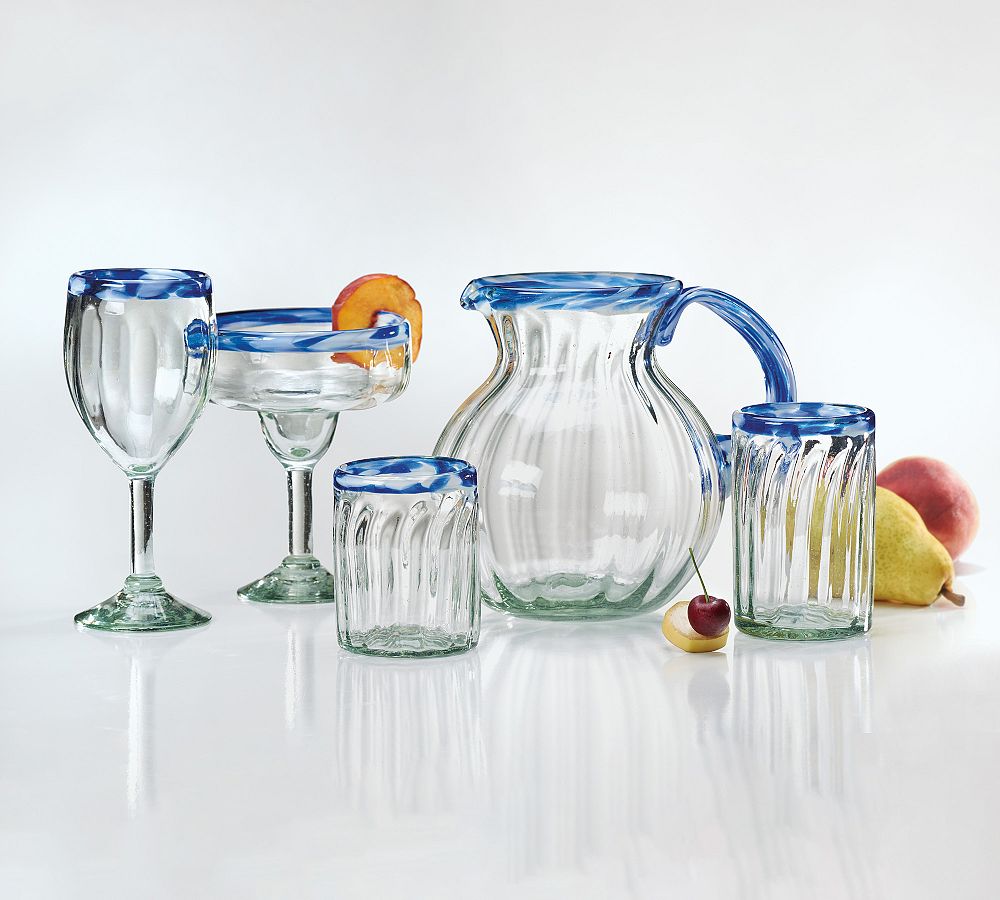 Optic Ocean Double Old Fashioned Glass Set Pottery Barn