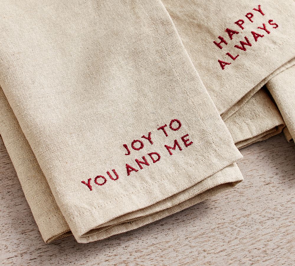 Joyful Sentiment Cotton/Linen Napkins Set of 4 Pottery Barn