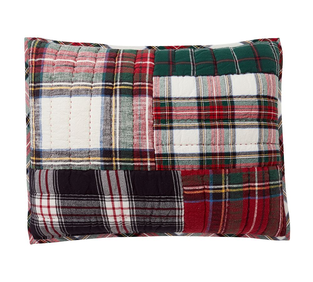 Stewart Plaid Patchwork Applique Quilted Sham Pottery Barn