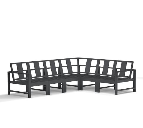 Indio Metal 6-Piece Sectional Frame Set (1 Corner, 3 Armless, 1 Left-Arm, 1 Right-Arm), Slate