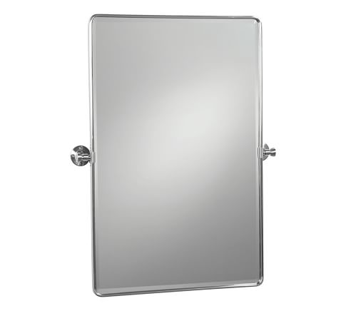 Chrome Vintage Rounded Rectangle Pivot Mirror, 23x24