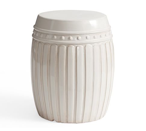 Reeded Ceramic Accent Table, White