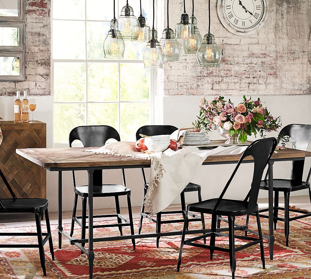 parquet dining table pottery barn