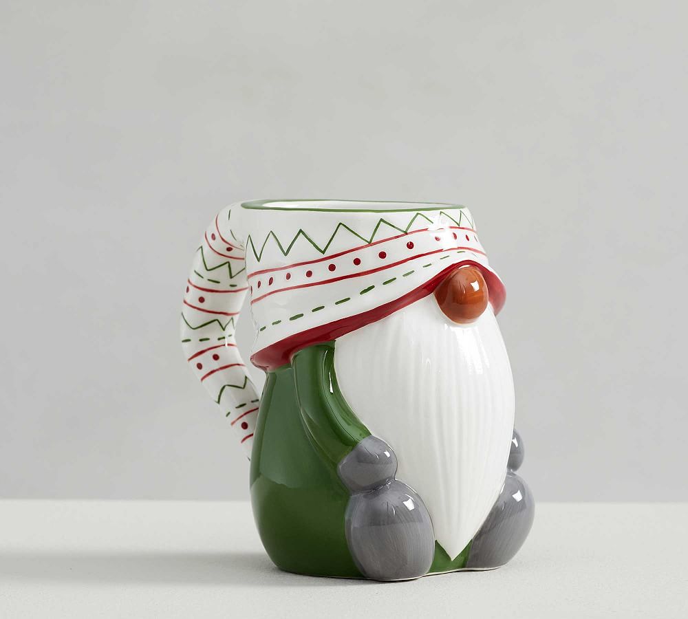 Festive Gnome Shaped Ceramic Mugs | Pottery Barn