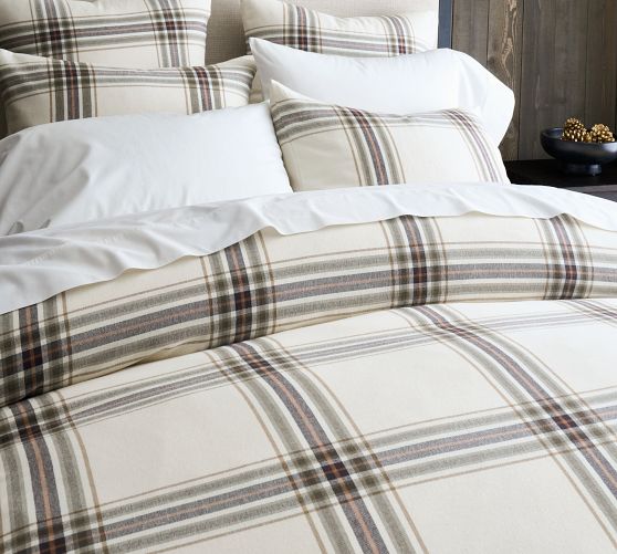 Logan Plaid Organic Cotton Flannel Duvet Cover Pottery Barn
