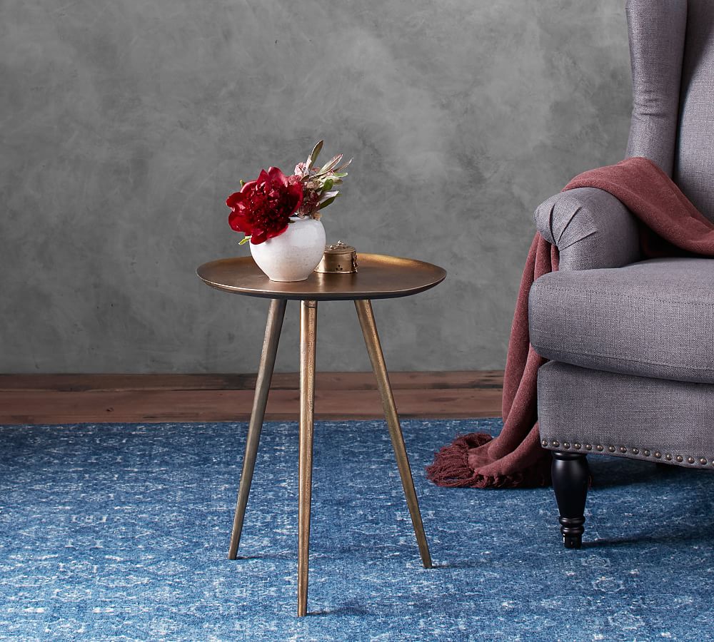Euclid Round Metal End Table Pottery Barn