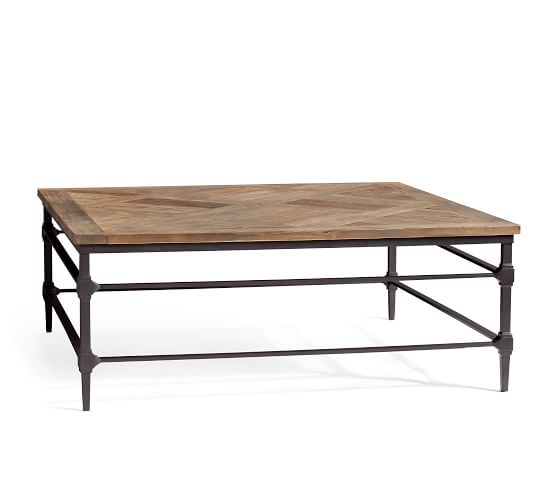 square wood metal coffee table