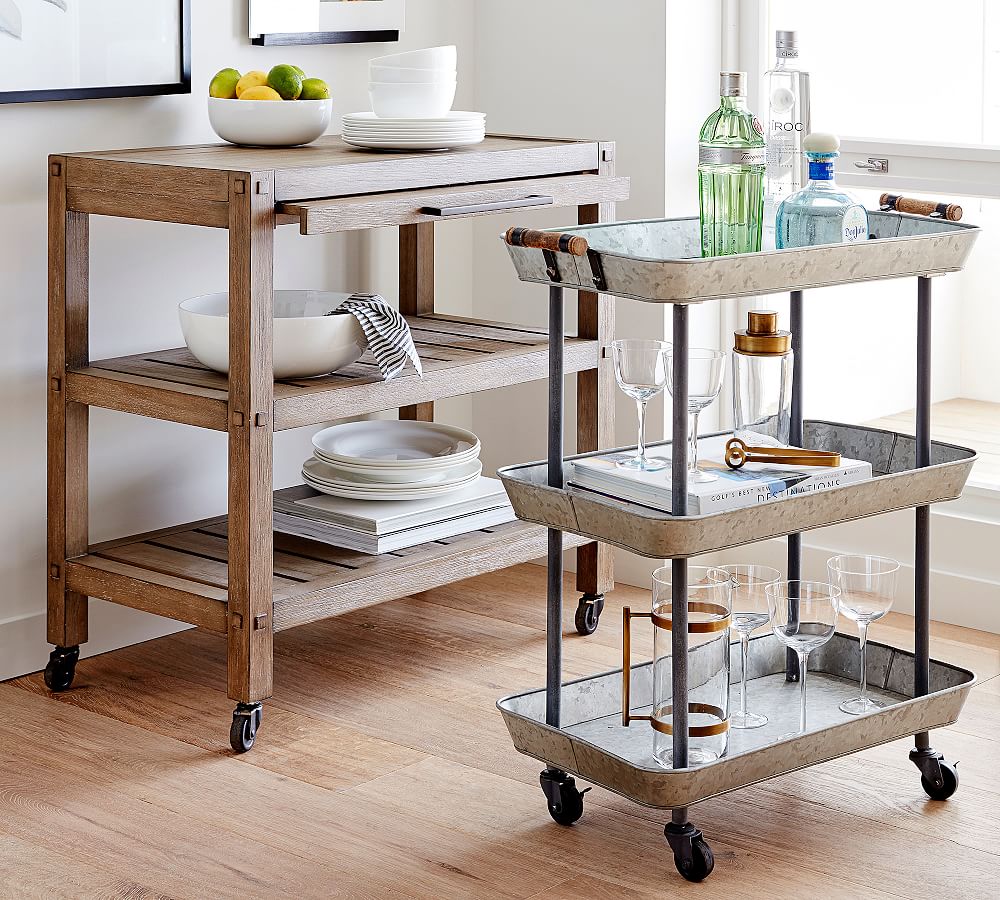 Rainier Galvanized Storage Cart Pottery Barn