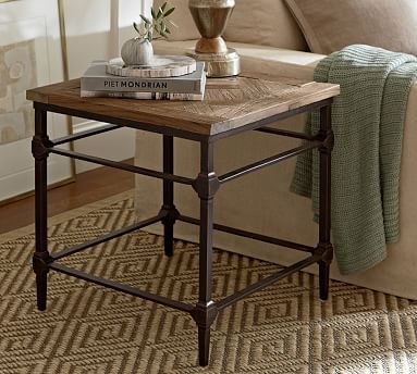 reclaimed wood and metal side table