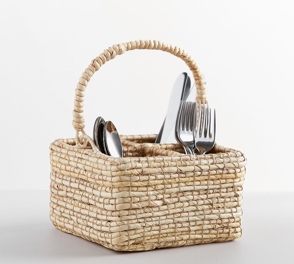 Wynne Coil Handwoven Abaca Flatware Caddy Pottery Barn