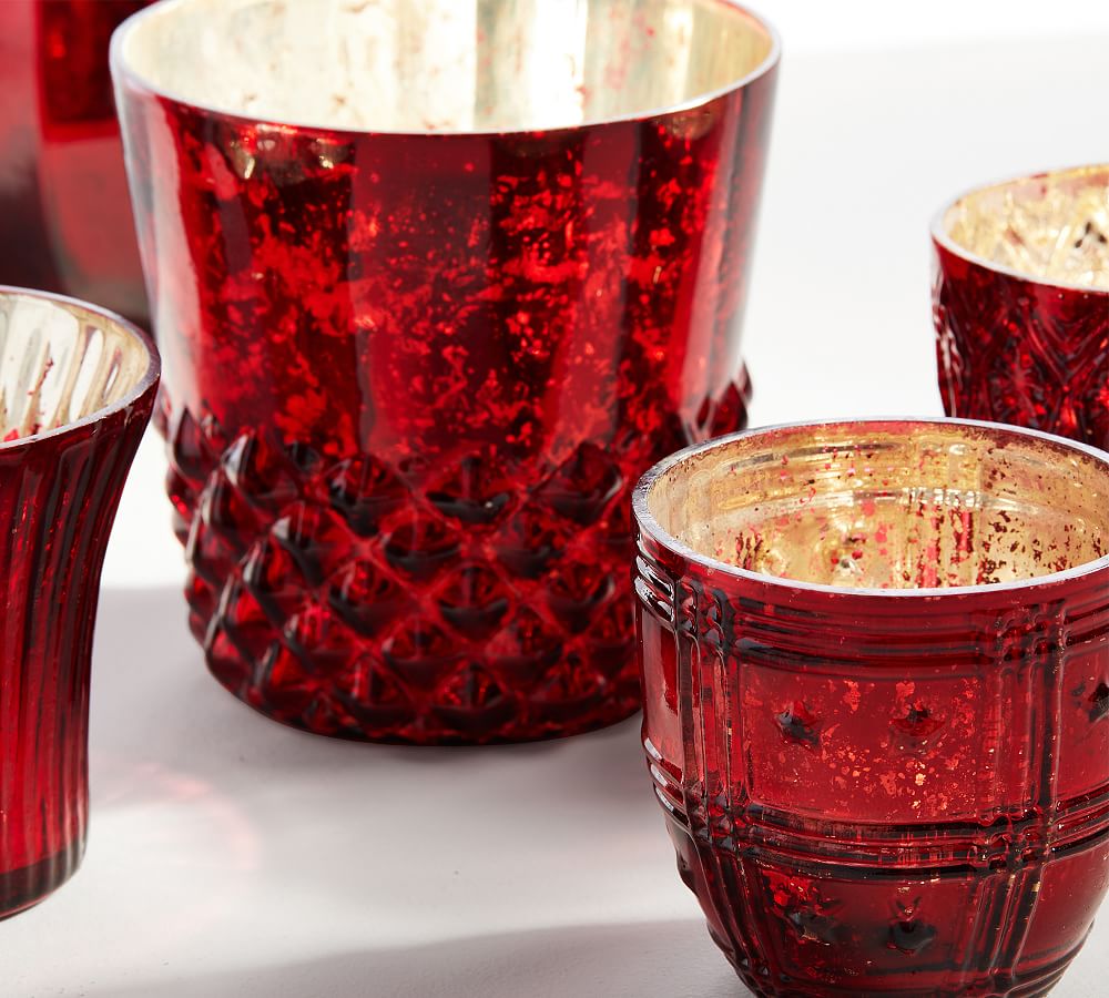 Eclectic Mercury Votive Holders Red Set of 6 Candle Holder