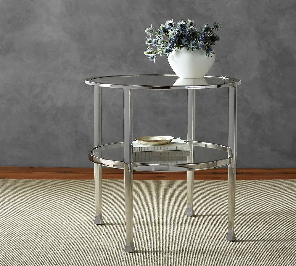 Tanner Round Glass End Table | Pottery Barn