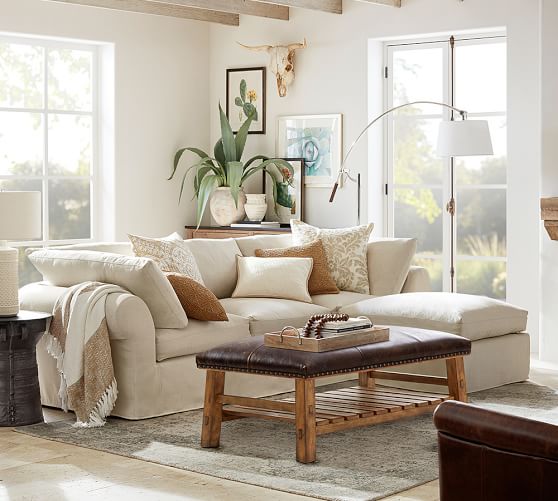 Housse De Fauteuil Carré Pottery Barn Comfort - Taille 39.5" X 38" - Tissu Vert Polyester/coton - Neuf