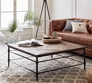 wood metal square coffee table