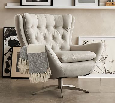 Wells Upholstered Swivel Chair | Pottery Barn